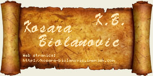 Kosara Biolanović vizit kartica